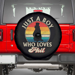 Funny Just A Boy Who Loves Phil Groundhog Spare Tire Cover Punxsy Woodchuck Day Lover TS11 Black Print Your Wear