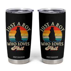 Funny Just A Boy Who Loves Phil Groundhog Tumbler Cup Punxsy Woodchuck Day Lover TS11 Black Print Your Wear