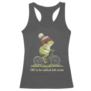Off To Be Radical Left Scum Racerback Tank Top Funny Frog Resistance TS11 Dark Heather Print Your Wear