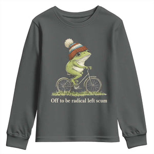Off To Be Radical Left Scum Youth Sweatshirt Funny Frog Resistance TS11 Dark Heather Print Your Wear