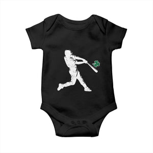 St Patricks Day Baseball Batter Silhouette Shamrock Baby Onesie TS11 Black Print Your Wear