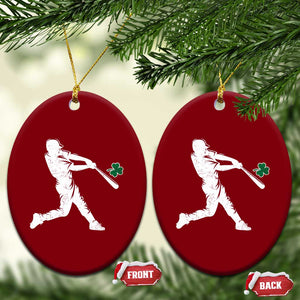 St Patricks Day Baseball Batter Silhouette Shamrock Ceramic Ornament TS11 Print Your Wear