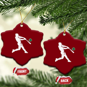 St Patricks Day Baseball Batter Silhouette Shamrock Ceramic Ornament TS11 Print Your Wear