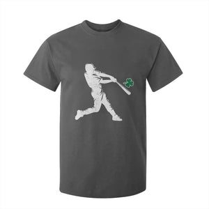 St Patricks Day Baseball Batter Silhouette Shamrock T Shirt For Kid TS11 Dark Heather Print Your Wear
