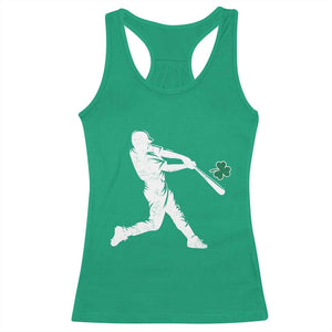 St Patricks Day Baseball Batter Silhouette Shamrock Racerback Tank Top TS11 Irish Green Print Your Wear