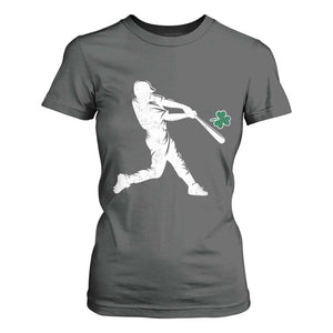 St Patricks Day Baseball Batter Silhouette Shamrock T Shirt For Women TS11 Dark Heather Print Your Wear