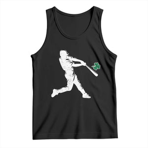 St Patricks Day Baseball Batter Silhouette Shamrock Tank Top TS11 Black Print Your Wear