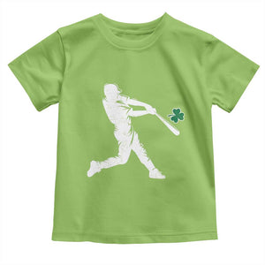 St Patricks Day Baseball Batter Silhouette Shamrock Toddler T Shirt TS11 Lime Print Your Wear