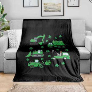 Funny St Patricks Day Construction Trucks Irish Shamrock Throw Blanket TS11 Print Your Wear