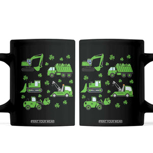 Funny St Patricks Day Construction Trucks Irish Shamrock Coffee Mug TS11 Black Print Your Wear