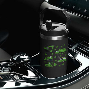 Funny St Patricks Day Construction Trucks Irish Shamrock Flip Straw Tumbler TS11 Print Your Wear
