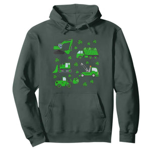 Funny St Patricks Day Construction Trucks Irish Shamrock Hoodie TS11 Dark Forest Green Print Your Wear