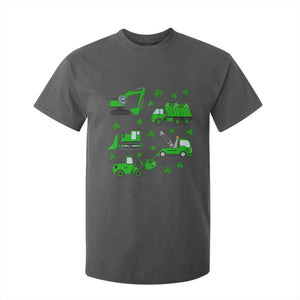 Funny St Patricks Day Construction Trucks Irish Shamrock T Shirt For Kid TS11 Dark Heather Print Your Wear