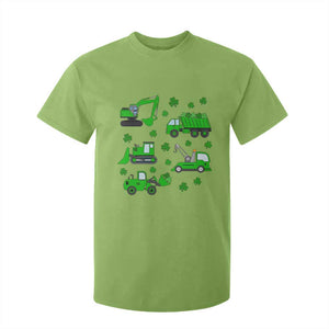 Funny St Patricks Day Construction Trucks Irish Shamrock T Shirt For Kid TS11 Lime Print Your Wear