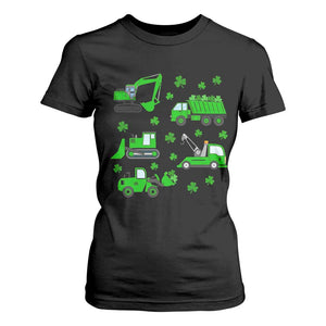 Funny St Patricks Day Construction Trucks Irish Shamrock T Shirt For Women TS11 Black Print Your Wear