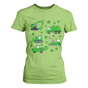 Funny St Patricks Day Construction Trucks Irish Shamrock T Shirt For Women TS11 Lime Print Your Wear