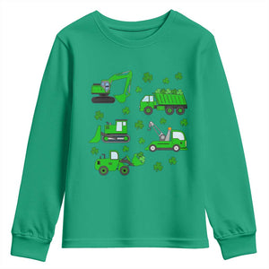 Funny St Patricks Day Construction Trucks Irish Shamrock Youth Sweatshirt TS11 Irish Green Print Your Wear