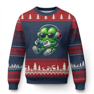 Funny Video Game Shamrock St Patricks Day Gamer Ugly Christmas Sweater TS11 Navy Red Print Your Wear