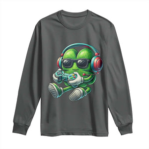 Funny Video Game Shamrock St Patricks Day Gamer Long Sleeve Shirt TS11 Dark Heather Print Your Wear