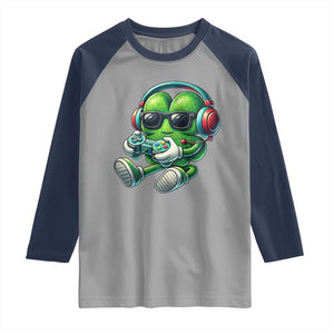 Funny Video Game Shamrock St Patricks Day Gamer Raglan Shirt TS11 Sport Gray Navy Print Your Wear