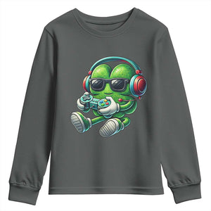 Funny Video Game Shamrock St Patricks Day Gamer Youth Sweatshirt TS11 Dark Heather Print Your Wear