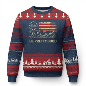 Be Pretti Good Ugly Christmas Sweater Human Rights Protest Vintage Betsy Ross Flag TS11 Navy Red Print Your Wear
