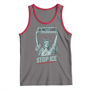 Be Pretti Good Stop Ice Tank Top Statue Of Liberty Minneapolis Protest TS11 Deep Heather Red Print Your Wear