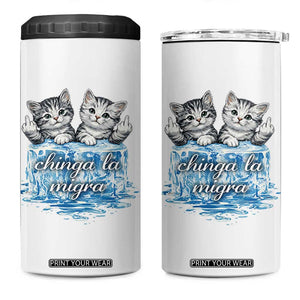 Chinga La Migra 4 in 1 Can Cooler Tumbler Cute Cat Melting Ice Pro Immigrant TS11 One Size: 16 oz White Print Your Wear