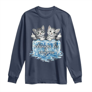 Chinga La Migra Long Sleeve Shirt Cute Cat Melting Ice Pro Immigrant TS11 Navy Print Your Wear