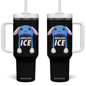 Abolish Ice Tumbler With Handle Blue Bunny Hat Pro Immigrant Resist Minnesota TS11 One Size: 40 oz Black Print Your Wear