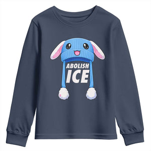 Abolish Ice Youth Sweatshirt Blue Bunny Hat Pro Immigrant Resist Minnesota TS11 Navy Print Your Wear
