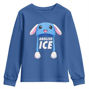 Abolish Ice Youth Sweatshirt Blue Bunny Hat Pro Immigrant Resist Minnesota TS11 Royal Blue Print Your Wear