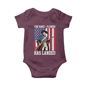 The Maye Flower Has Landed Baby Onesie Funny Minutemen Football Fan TS11 Maroon Print Your Wear
