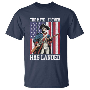 The Maye Flower Has Landed T Shirt Funny Minutemen Football Fan TS11 Navy Print Your Wear
