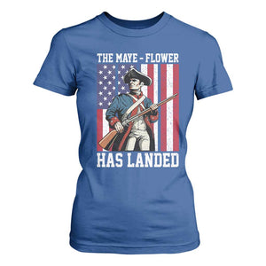 The Maye Flower Has Landed T Shirt For Women Funny Minutemen Football Fan TS11 Royal Blue Print Your Wear