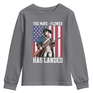 The Maye Flower Has Landed Youth Sweatshirt Funny Minutemen Football Fan TS11 Charcoal Print Your Wear