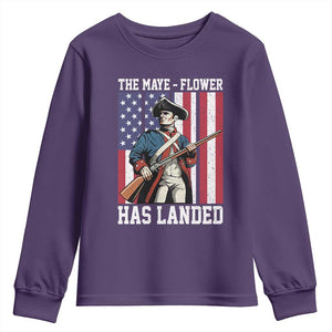 The Maye Flower Has Landed Youth Sweatshirt Funny Minutemen Football Fan TS11 Purple Print Your Wear
