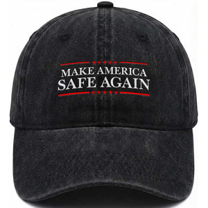 Make America Safe Again Washed Cotton Baseball Cap Funny US Patriotic 4th of July TS11 Print Your Wear