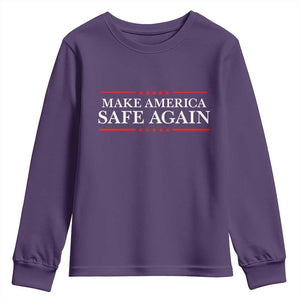 Make America Safe Again Youth Sweatshirt Funny US Patriotic 4th of July TS11 Purple Print Your Wear