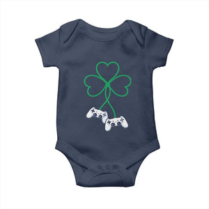 Video Game Lover St Patricks Day with Shamrock Controllers Baby Onesie TS11 Navy Print Your Wear