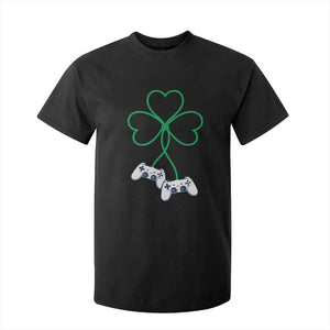 Video Game Lover St Patricks Day with Shamrock Controllers T Shirt For Kid TS11 Black Print Your Wear