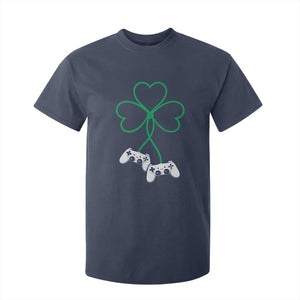 Video Game Lover St Patricks Day with Shamrock Controllers T Shirt For Kid TS11 Navy Print Your Wear