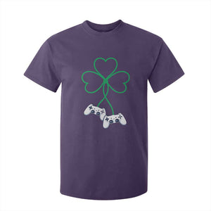 Video Game Lover St Patricks Day with Shamrock Controllers T Shirt For Kid TS11 Purple Print Your Wear