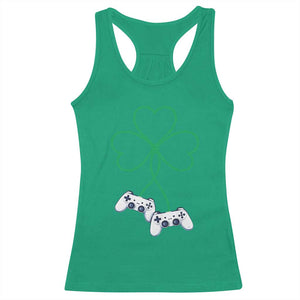 Video Game Lover St Patricks Day with Shamrock Controllers Racerback Tank Top TS11 Irish Green Print Your Wear