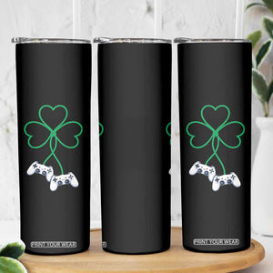 Video Game Lover St Patricks Day with Shamrock Controllers Skinny Tumbler TS11 Print Your Wear