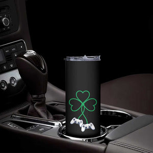 Video Game Lover St Patricks Day with Shamrock Controllers Skinny Tumbler TS11 Print Your Wear