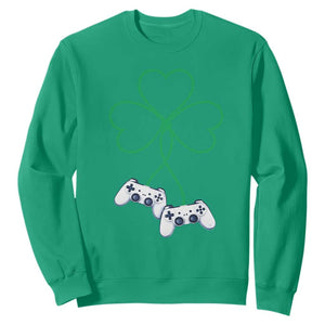 Video Game Lover St Patricks Day with Shamrock Controllers Sweatshirt TS11 Irish Green Print Your Wear