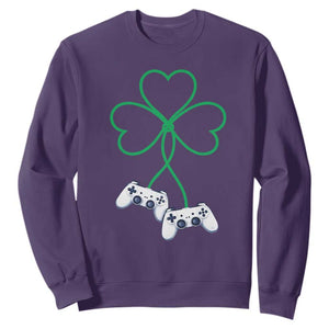 Video Game Lover St Patricks Day with Shamrock Controllers Sweatshirt TS11 Purple Print Your Wear
