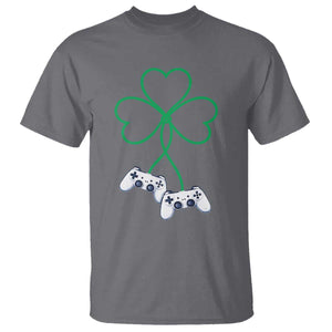 Video Game Lover St Patricks Day with Shamrock Controllers T Shirt TS11 Charcoal Print Your Wear