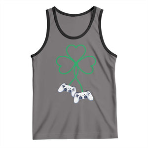 Video Game Lover St Patricks Day with Shamrock Controllers Tank Top TS11 Deep Heather Black Print Your Wear